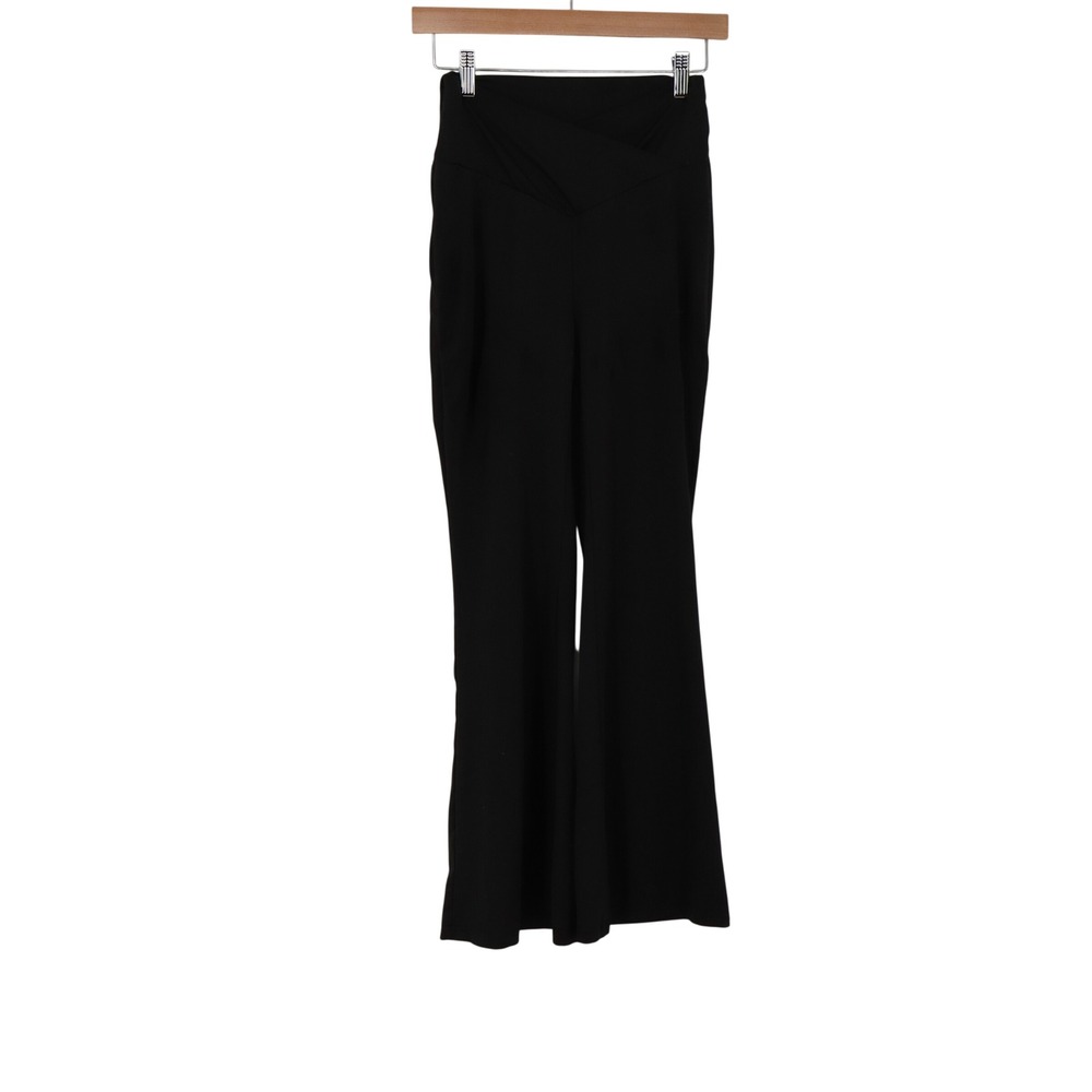 SHEIN Pants Womens S Flared Black Crossover Waist Stretch Excellent